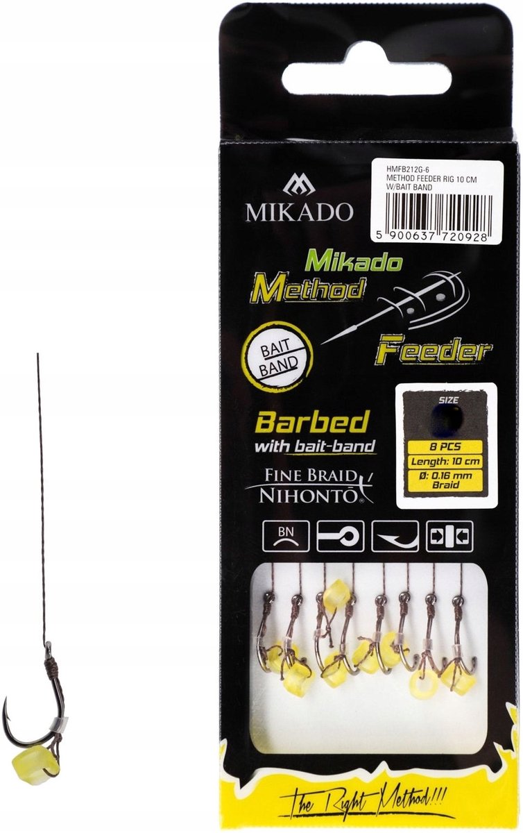 Mikado Feederhaak met Elastiek - 8 stuks - Maat 8 - 0,14 mm