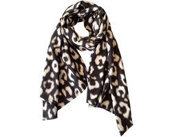 Warme Sjaal – Shawl - Luipaardprint – (5891) - Zwart/Ecru