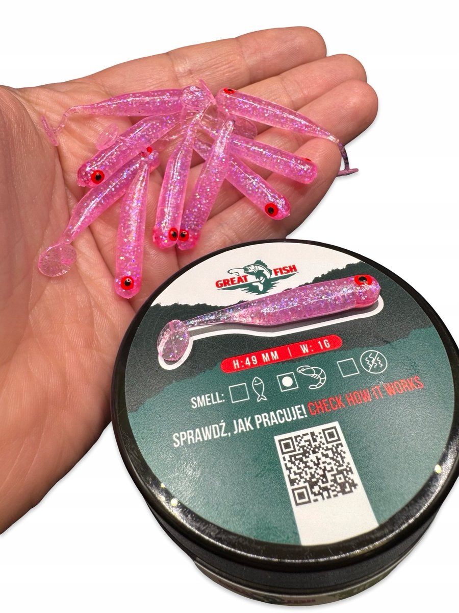 Great Fish GF1 Kunstaas Forel/Baars - 49 mm, 1 g, 10 stuks, Garnalengeur
