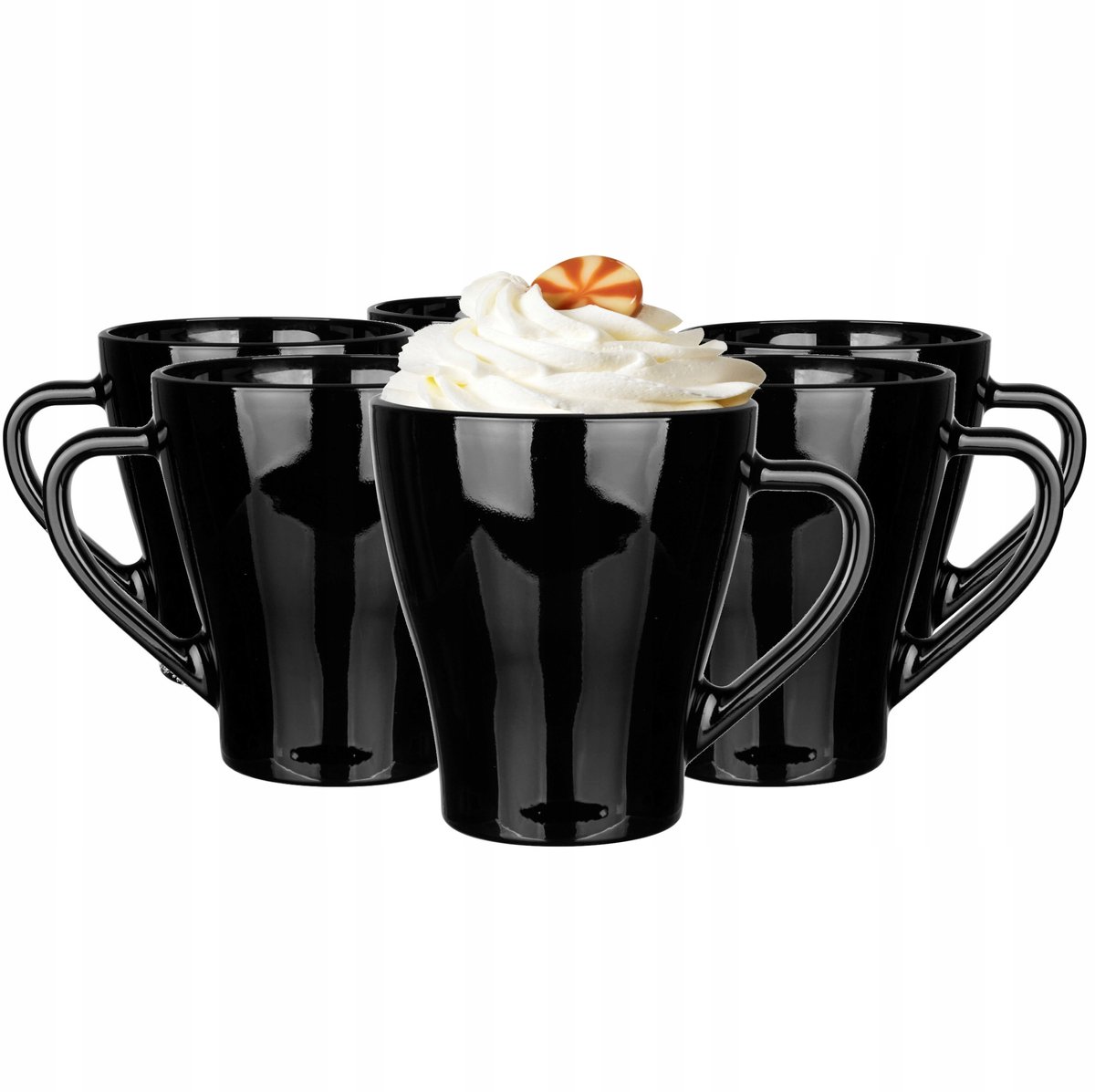 Glasmark Hugo zwarte glazen met oor, 6 stuks, 360ml