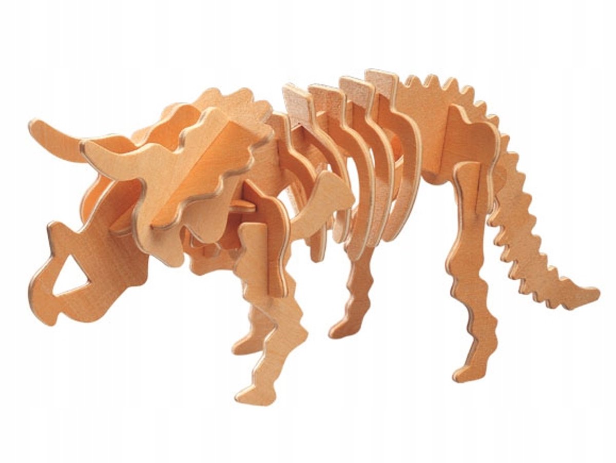 3D Houten Puzzel Triceratops - Leerzaam Bouwpakket