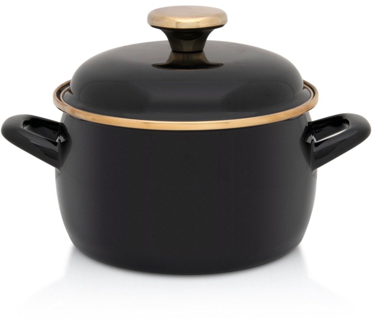 Klassieke zwart geëmailleerde pan 16 cm 2,2 l - geschikt voor inductie