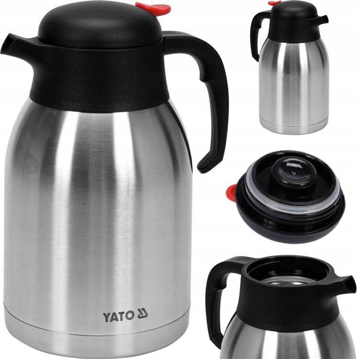 Yato Thermos Tafelkan met Knop, 2L, RVS, Satiné