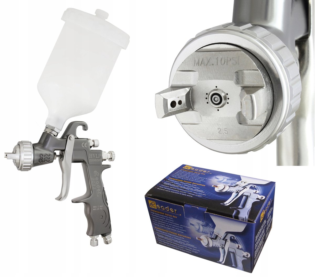 LEADER HVLP Spuitpistool met 2,5 mm spuitmond en 600 ml tank