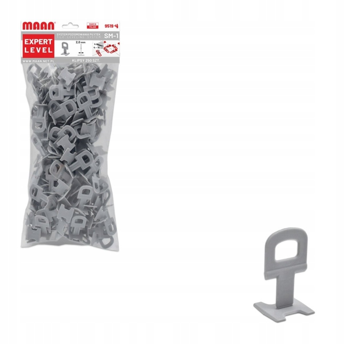 250x tegelnivelleringsclips 4-15 mm Voeg 2 mm toe - EXPERT-NIVEAU