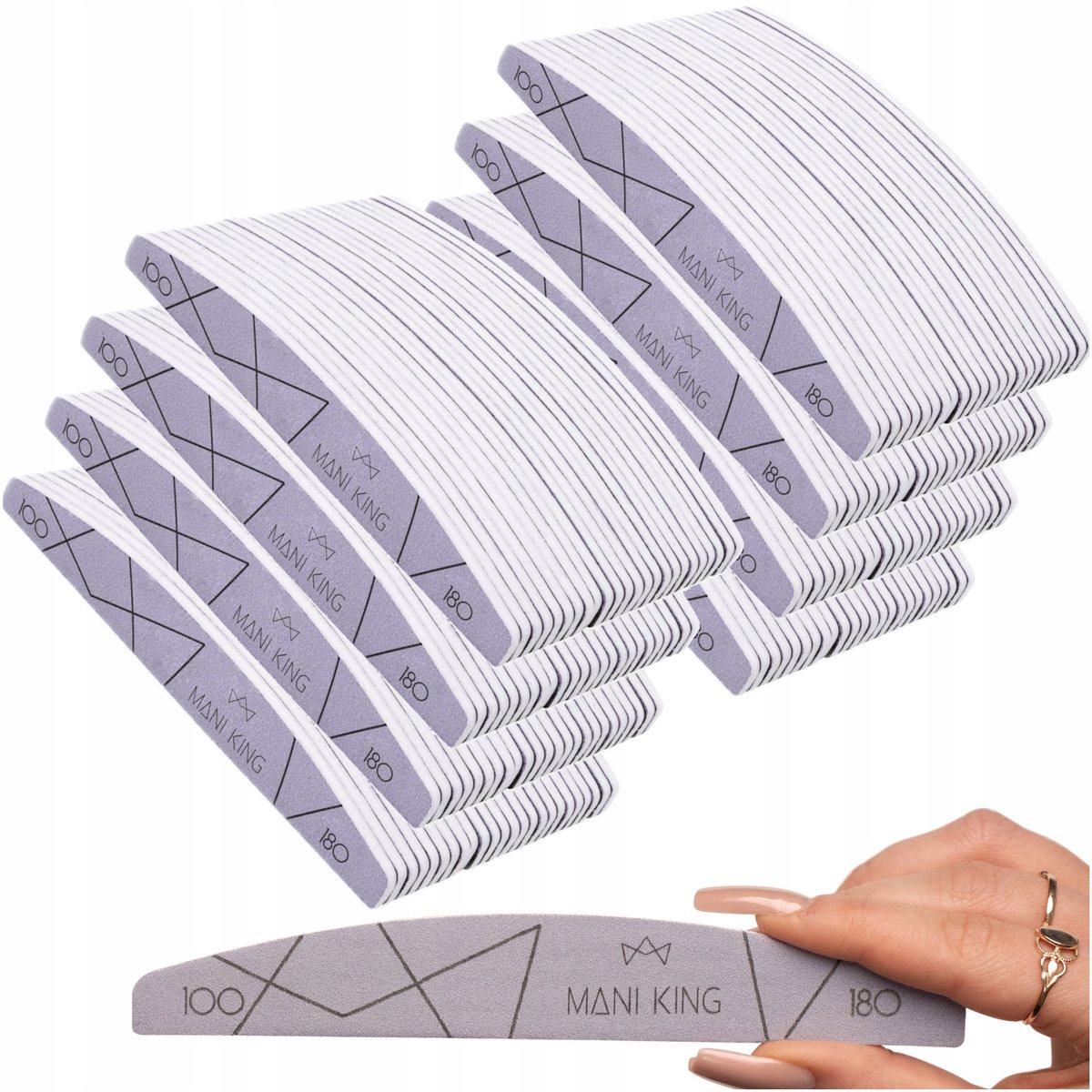 Mani King Nagelvijlen Set 200 Stuks Halve Maan 100/180