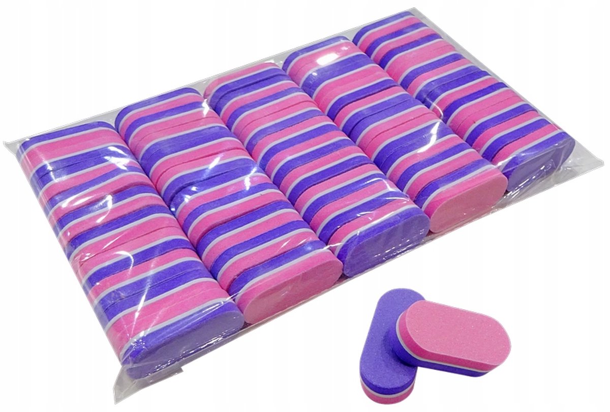 Mini Nagelpolijster 100/180 Grit - Roze (50 stuks)