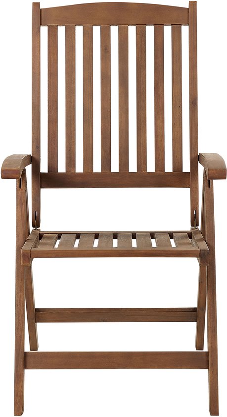 AMANTEA - Lot de 6 chaises de jardin - Marron foncé/ Grijs - Bois d'acacia