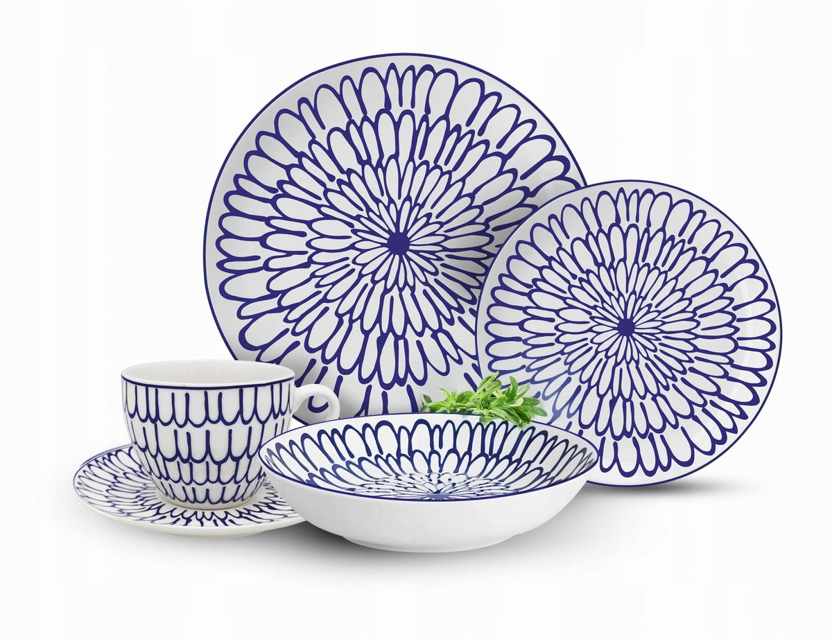 MG Home Fiori Porseleinen Servies 16-delig voor 4 Personen