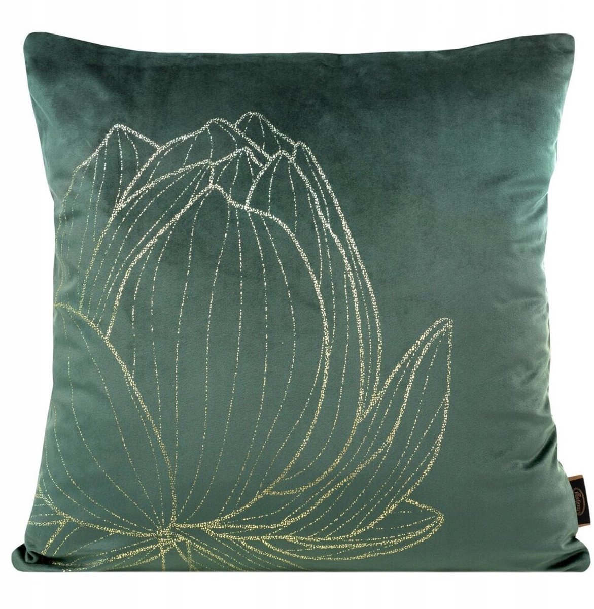 Decoratieve Kussenhoes Velours Goud Lotus 45x45cm Mintgroen