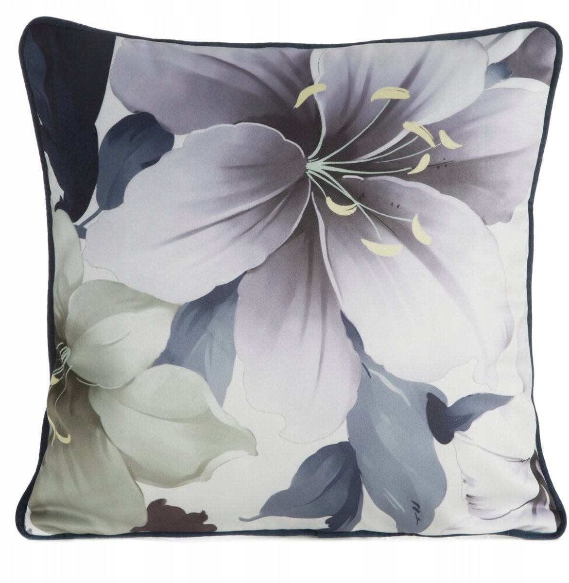 Decoratieve Kussenhoes SOFIA 45x45 Wit Paars Bloemen & Ruit