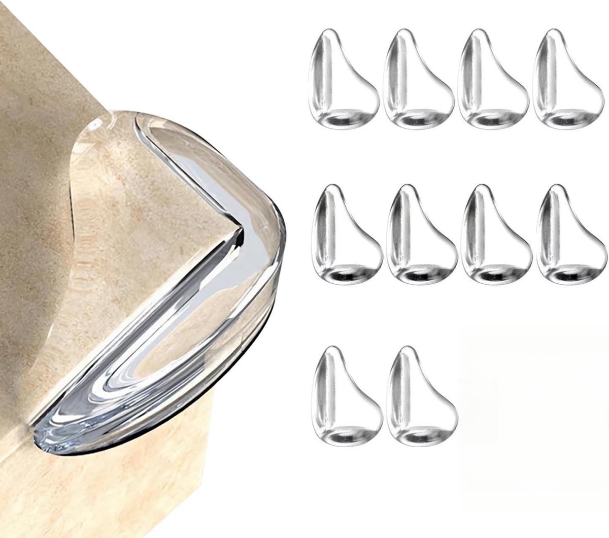Image of 10-pack babyhoekbeschermers - transparante hoekbeschermers - hoekbeschermers voor meubels en randbescherming - voor het afdekken van scherpe randen van meubels en tafels