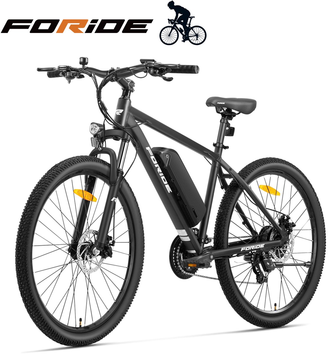 Foride Xtremer 1 elektrische fiets, 250W motor, 36V 13Ah accu, 27,5 inch banden, maximale snelheid 25 km/u, maximaal bereik 100 km, schijfrem en e-brake, vering met lockout, Shimano 21-speed - Foride - €639,00