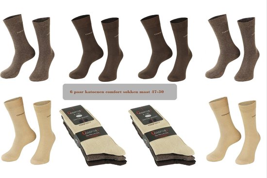 nette heren sokken 6 paar bruin assorti kleuren maat 47-50
