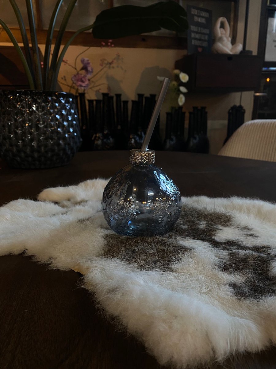 drinkglas kerstbal blauw