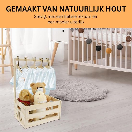 White-Label® Kraammand - Geboortemand met Knuffel - Kraamcadeau Meisje - Natuurlijk van White-Label® — afbeelding 4