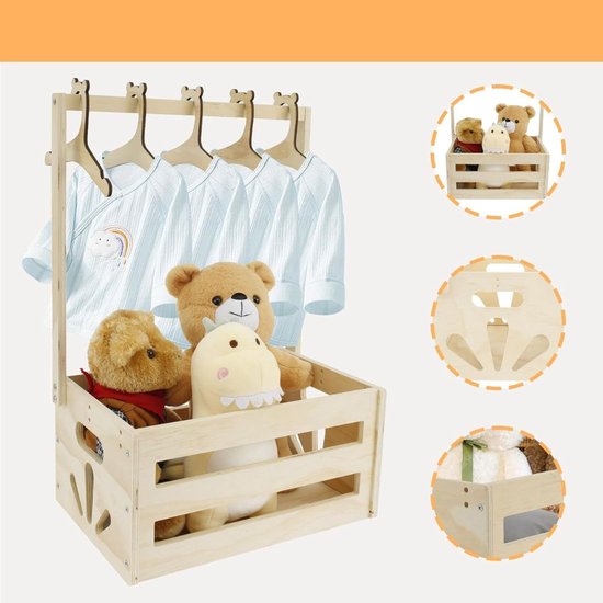 White-Label® Kraammand - Geboortemand met Knuffel - Kraamcadeau Meisje - Natuurlijk van White-Label® — afbeelding 3