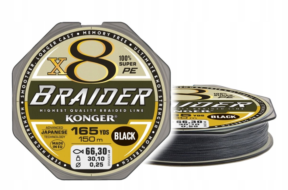 Konger Braider X8 0.18mm 150m Vislijn - Zwart