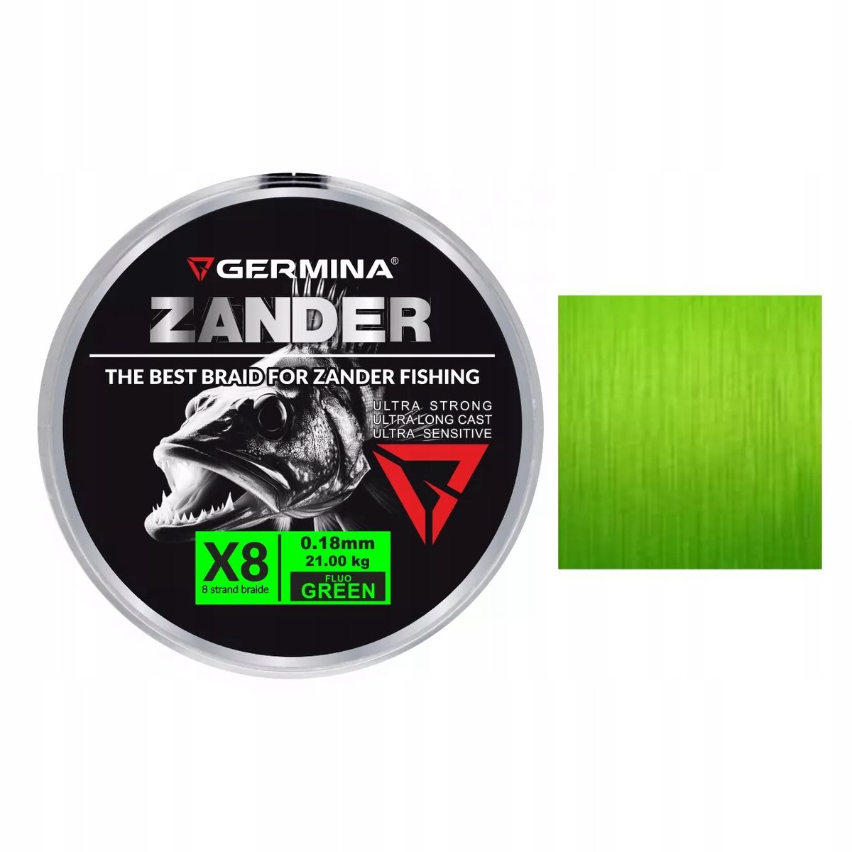 Germina Zander Spinn Braid X8 0.18mm 150m Vislijn - Sterk & Zichtbaar