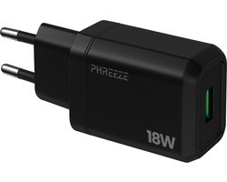 Usb adapter - 3a quick charger - Sneloplader - 18w usb stekker - Zwart - Phreeze