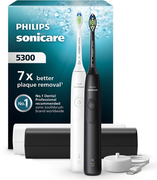 Philips Sonicare 5300 Elektrische Tandenborstel Wit Duopack - Philips - €99,99