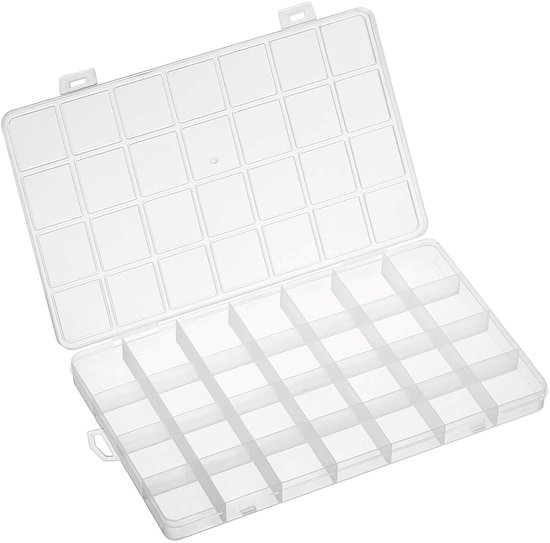 Fako Bijoux - Boîte de rangement extra large - 28 compartiments - Opbergbox à perles - Boîte de tri - Boîte de Perles - 22,3 x 13,2 x 1,8 cm - 1 pièce