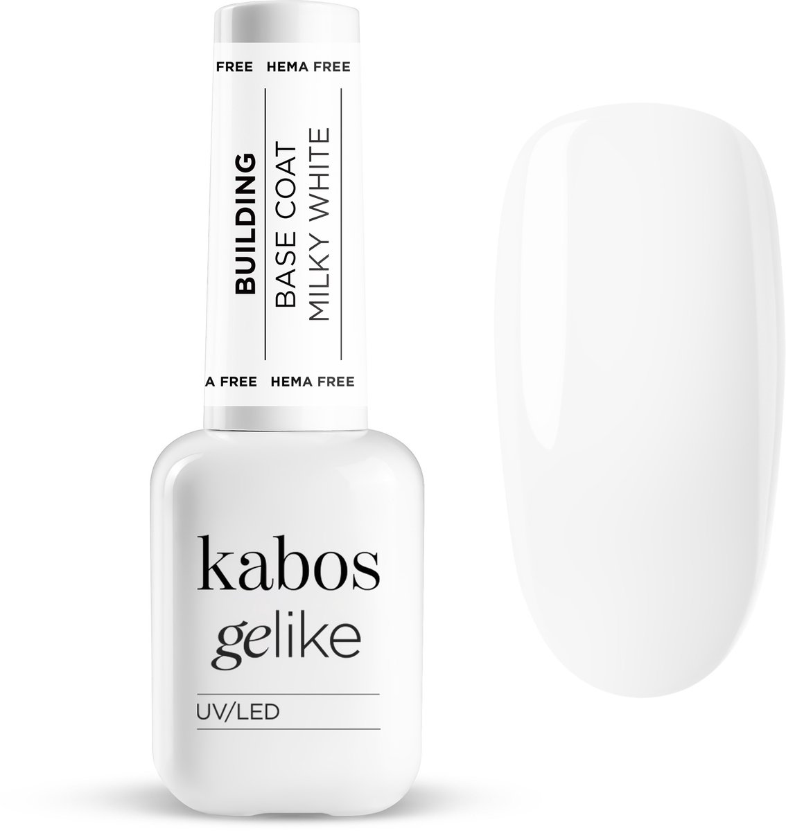 Kabos Kleurrijke basis voor opbouw Gelike Building Base Coat Milky White / Melkachtig wit 10ml