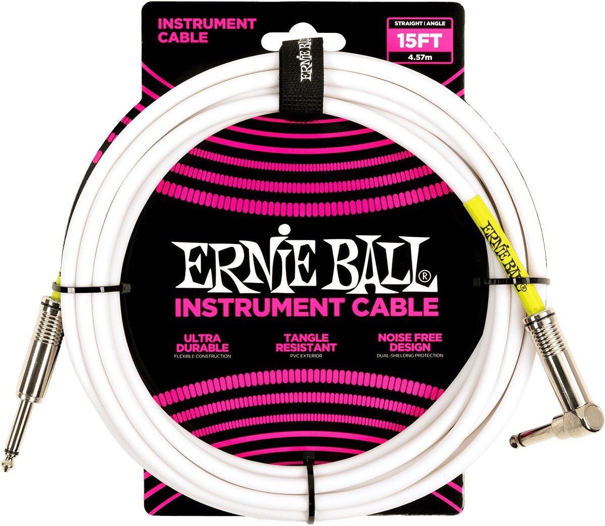 Ernie Ball 6400 instrumentkabel jack mono wit 4.5m