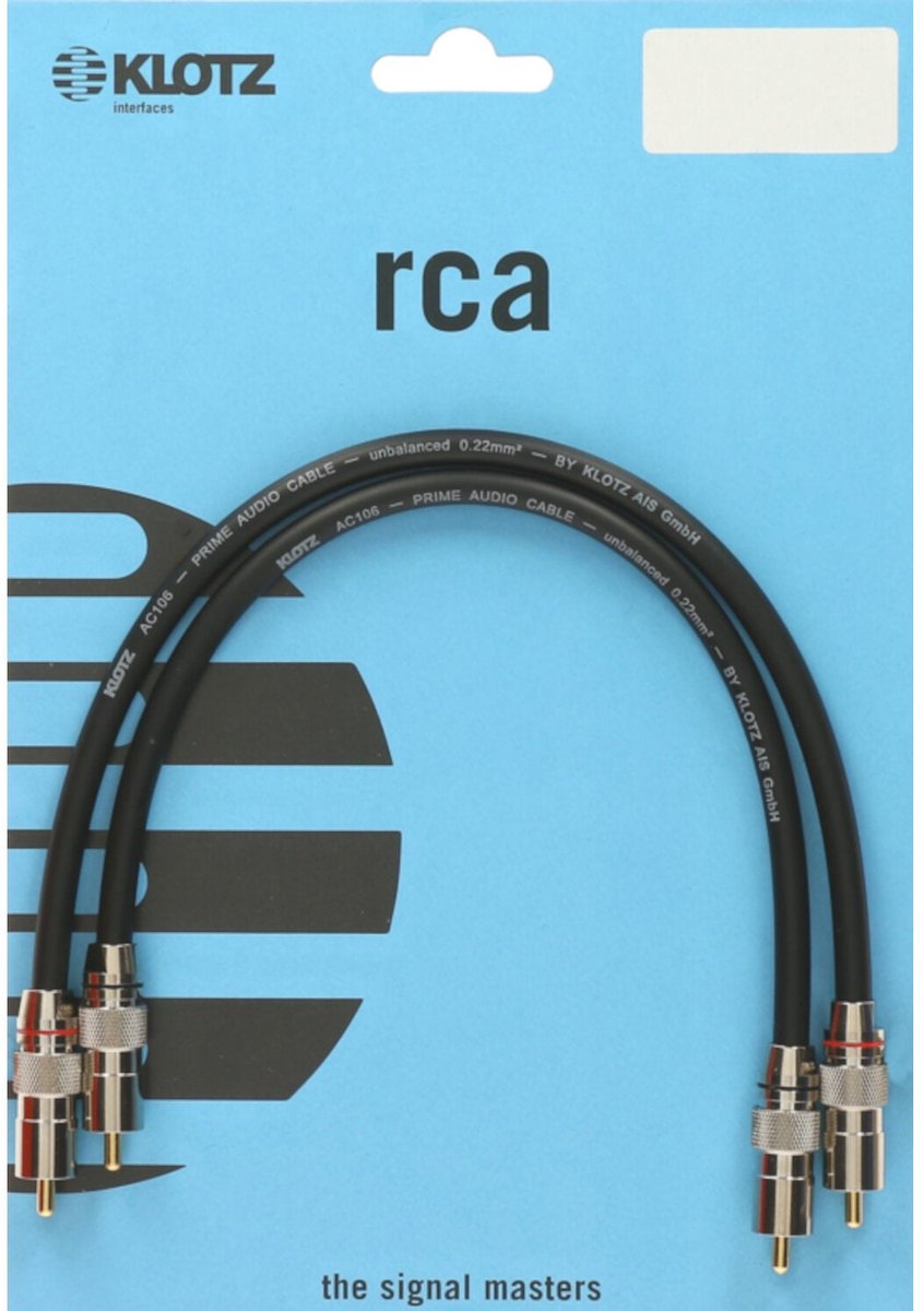 Klotz ALP003 RCA-kabel met vergulde contacten 0,3 meter