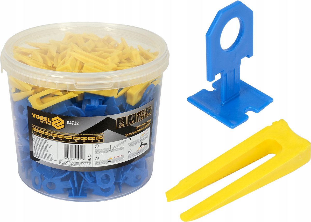 Tegel nivelleringssysteem 2mm: 400 clips & wiggen
