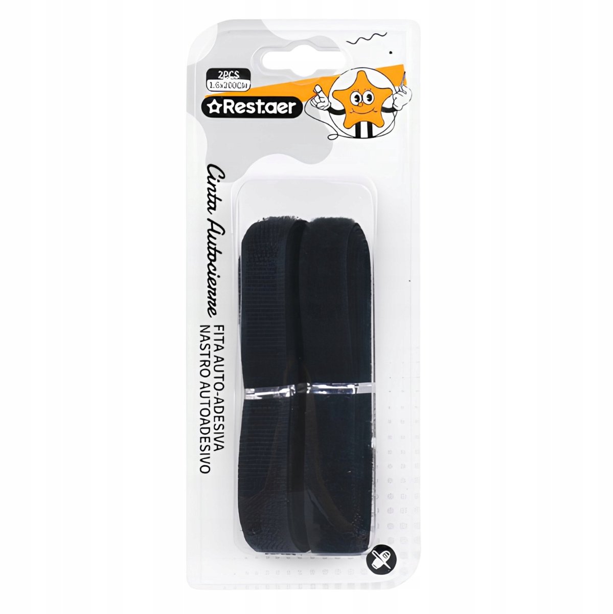 Zwarte Klittenband Zonder Lijm - 1.6 cm x 2 m
