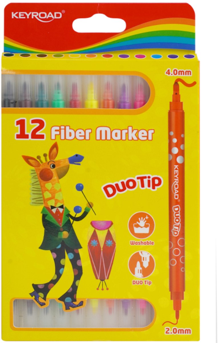 Keyroad Duo Markers - 12 Stuks, Dubbelzijdig