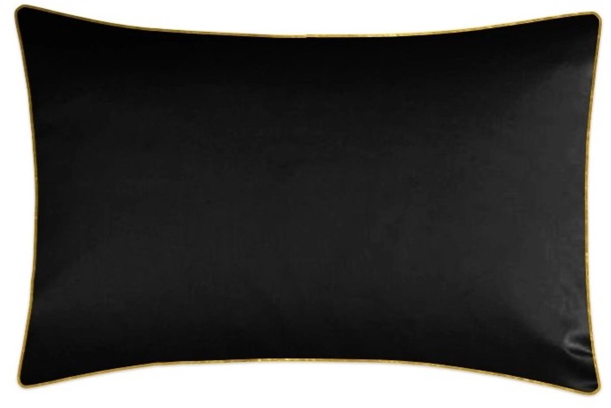 Maro Home Kussensloop Zwart/Goud 50x60cm - Katoen Satijn