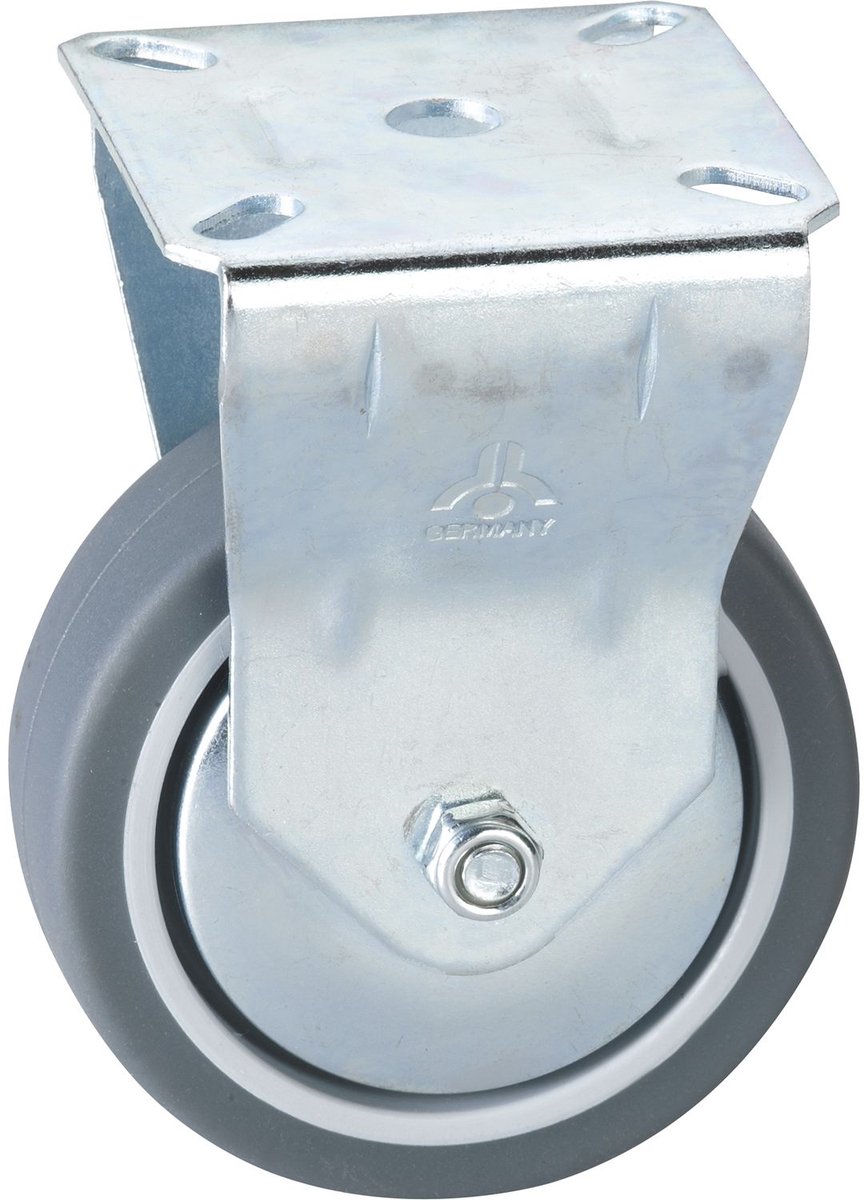 Dörner + Helmer - Bokwiel TPE met plaatbevestiging - 100mm - 60kg