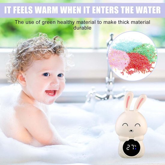 Babybadthermometer met LED-display, veilige en betrouwbare, digitale badthermometer in de vorm van een konijn. van Merkloos — afbeelding 2
