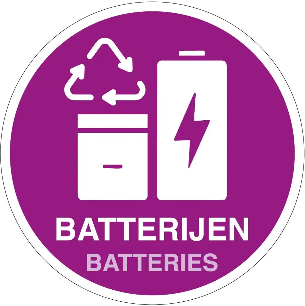 Batterijen afval sticker | 40 cm