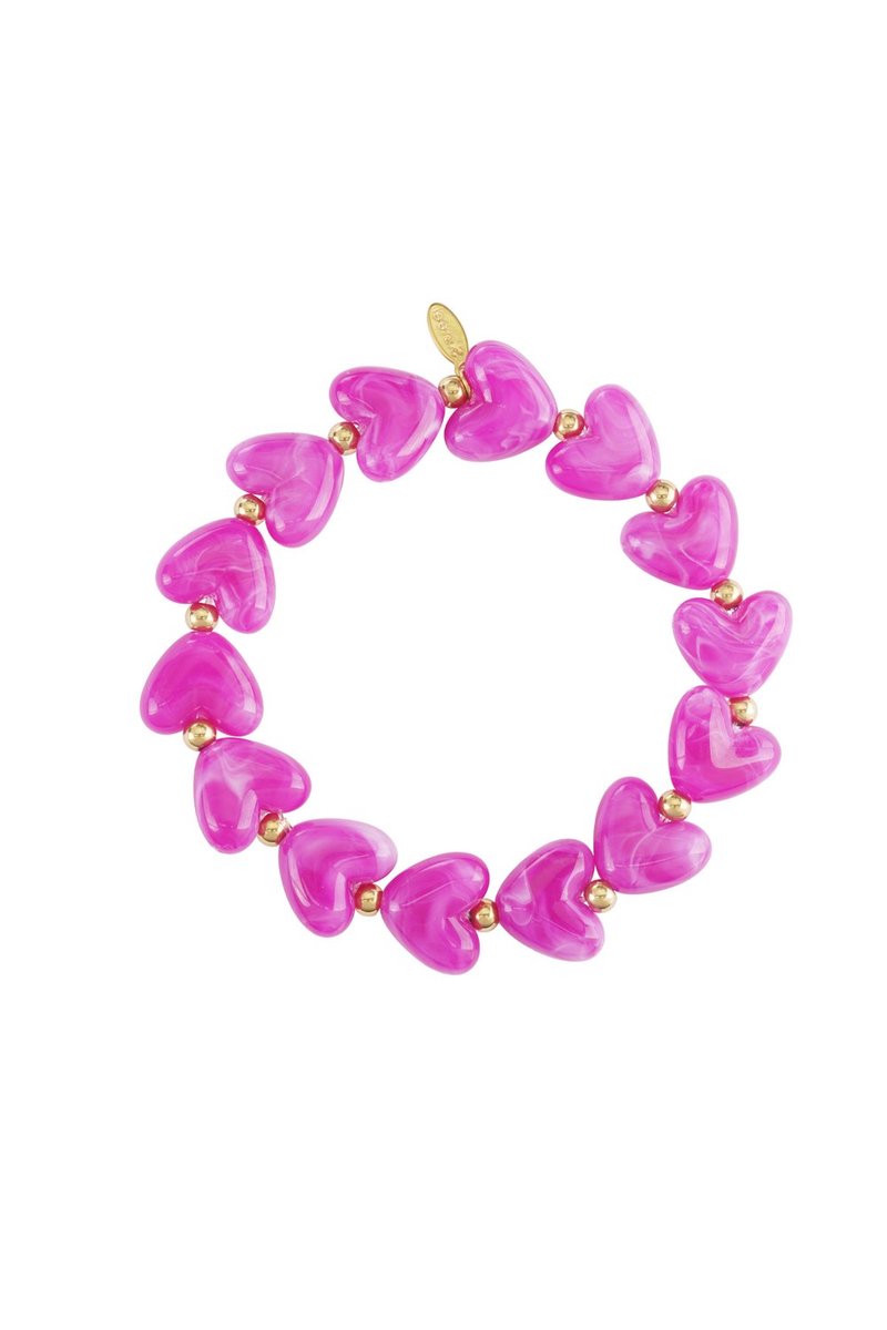 Armband Hartjes - Acryl - Yehwang - Elastisch - Trendy - Roestvrij Staal