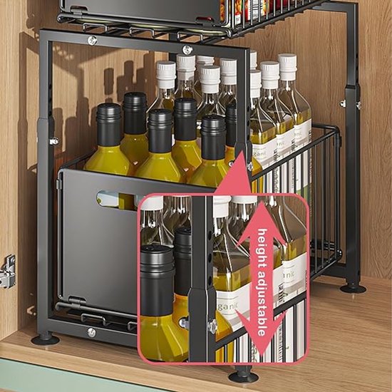 Pannenorganizer Voor Onder De Kast Met Uitbreidbare Dekselhouder En 10 Verstelbare Vakken Pannenorganizer Voor Onder De Kast Met Uitbreidbare Dekselhouder En 10 Verstelbare Vakken