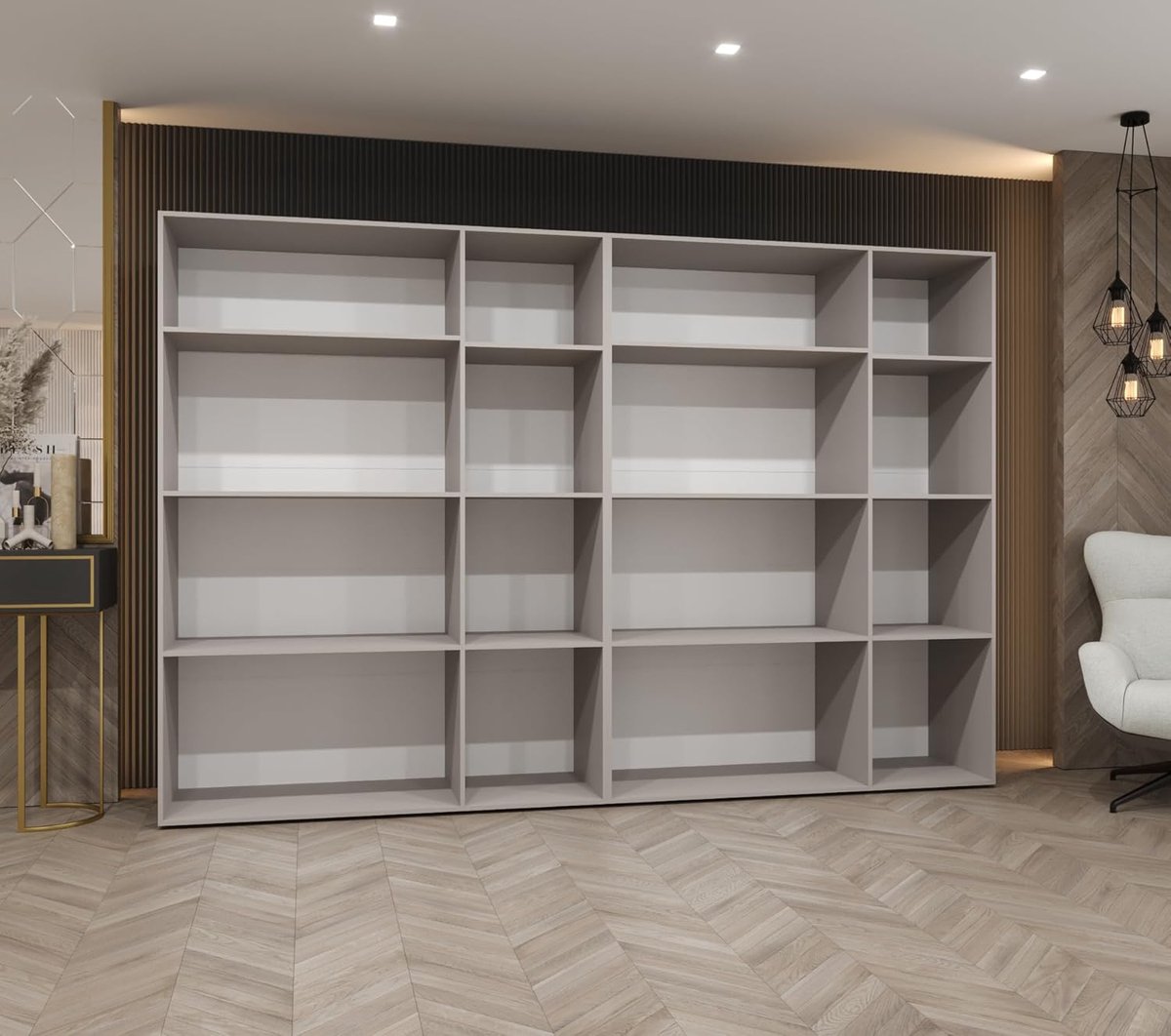 Moderne Draaideur Kledingkast met Spiegel 300 x 202 x 52 cm - Robuuste Slaapkamerkast, Gangkast en Jeugdkamerkast met Metalen Kledingroede en Planken - Witte Kasjmier Afwerking