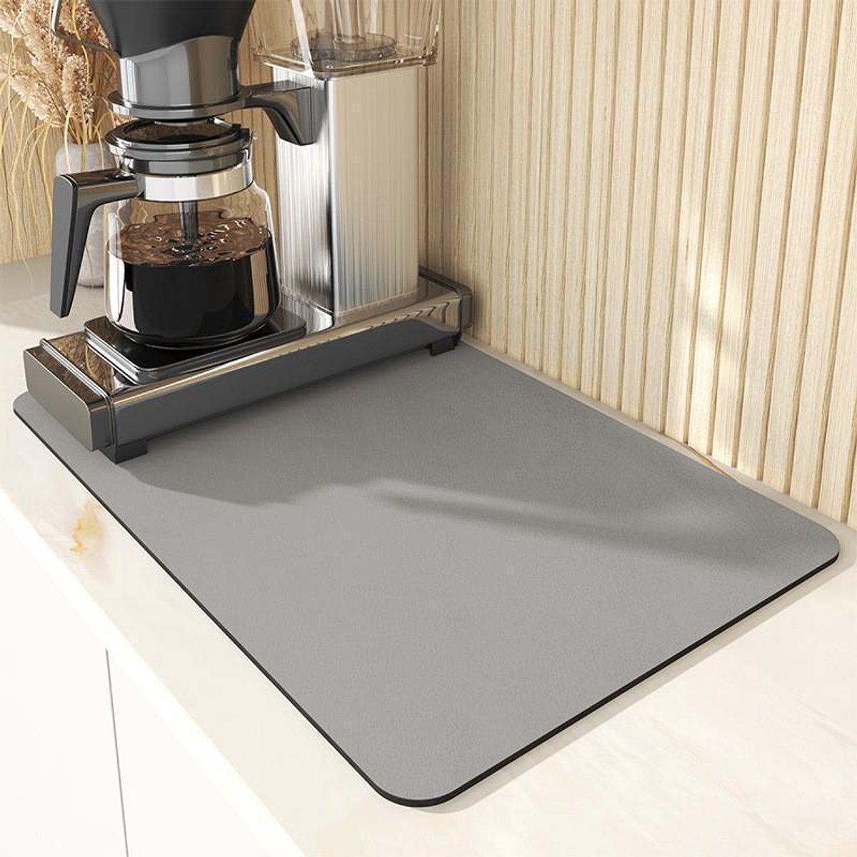1 stuk afdroogmat, 50 x 80 cm absorberende afdroogmat, zelfdrogende mat, antislip aanrechtmat, barmat, barkoffiezetapparaatmat, placemat,lichtgrijs