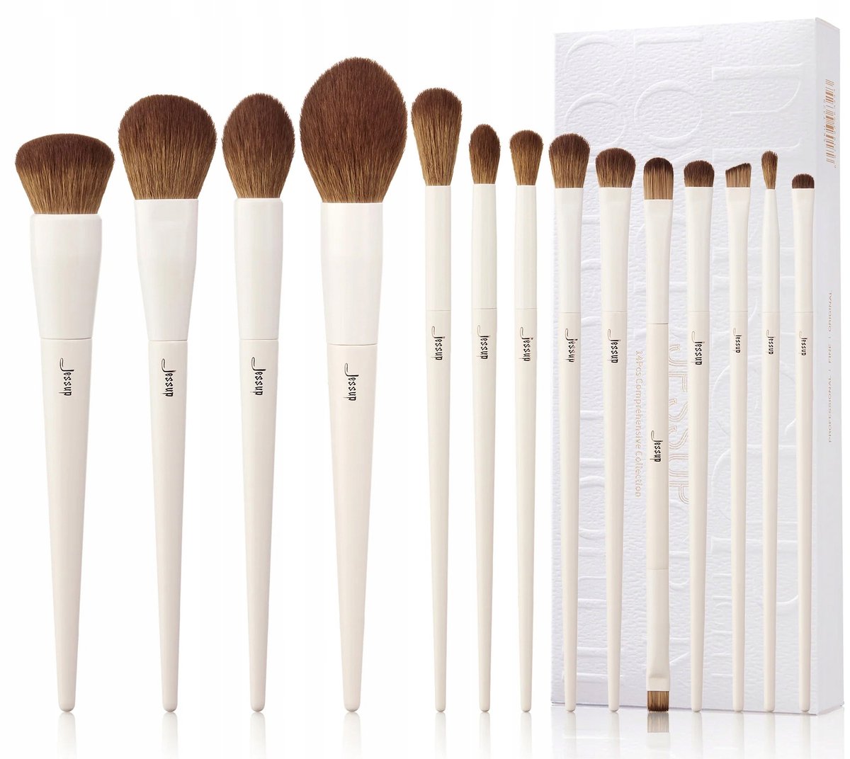 JESSUP Make-up Kwasten Set 14 Stuks - Lichtgrijs - T329