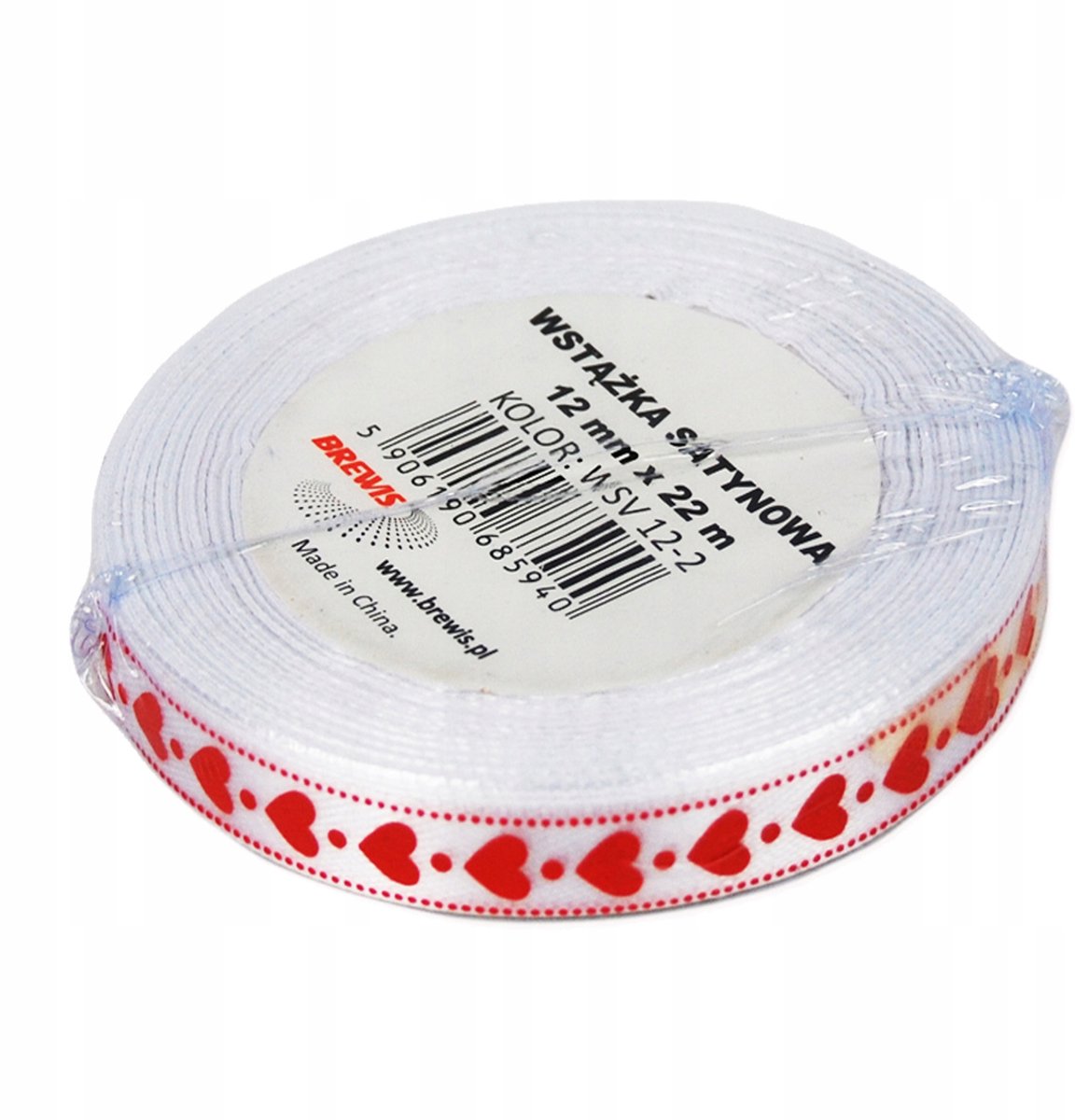 Satijnen Lint Hartjes Wit 12mm x 22m - Decoratie en Handwerk