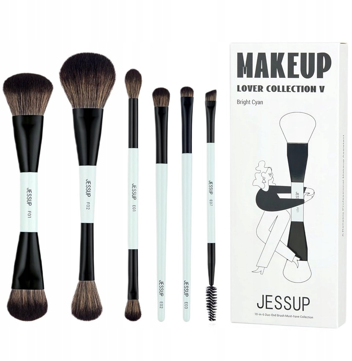 Jessup Duo-End Make-up Kwasten Set T501 - 6 Stuks