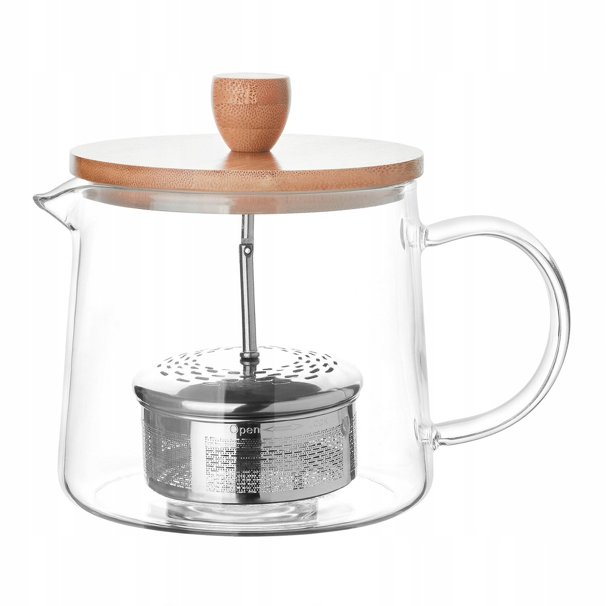 Glazen Theepot met Zetgroep 1L - Hittebestendig Glas & Bamboe Cover