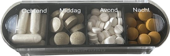 Casa Goods- Boîtes à pilules 7 jours, 4 compartiments par jour - Boîte à médicaments 7 jours - Noir