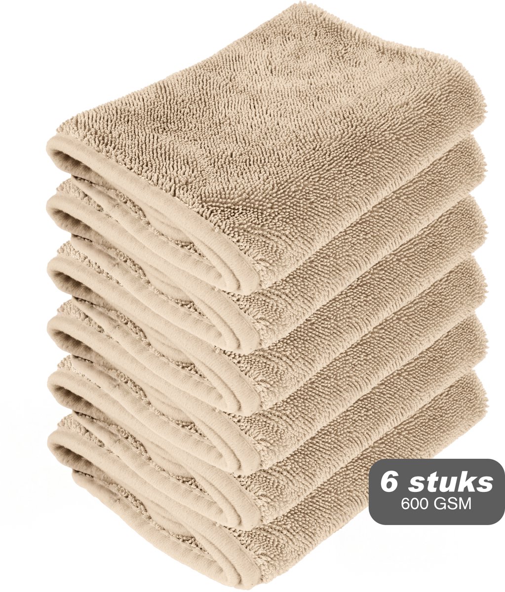 Liviahome 6 stuks - 60x40 cm- Hoge kwaliteit – Droogdoek Badkamer – Schoonmaakdoek- Microvezeldoeken- Super absorberend – Streeploos & Kalkvrij – Voor Badkamer, Keuken, Ramen & Auto- Microvezel doeken- Absorbeert tot 800 ml water-Droogdoek douche