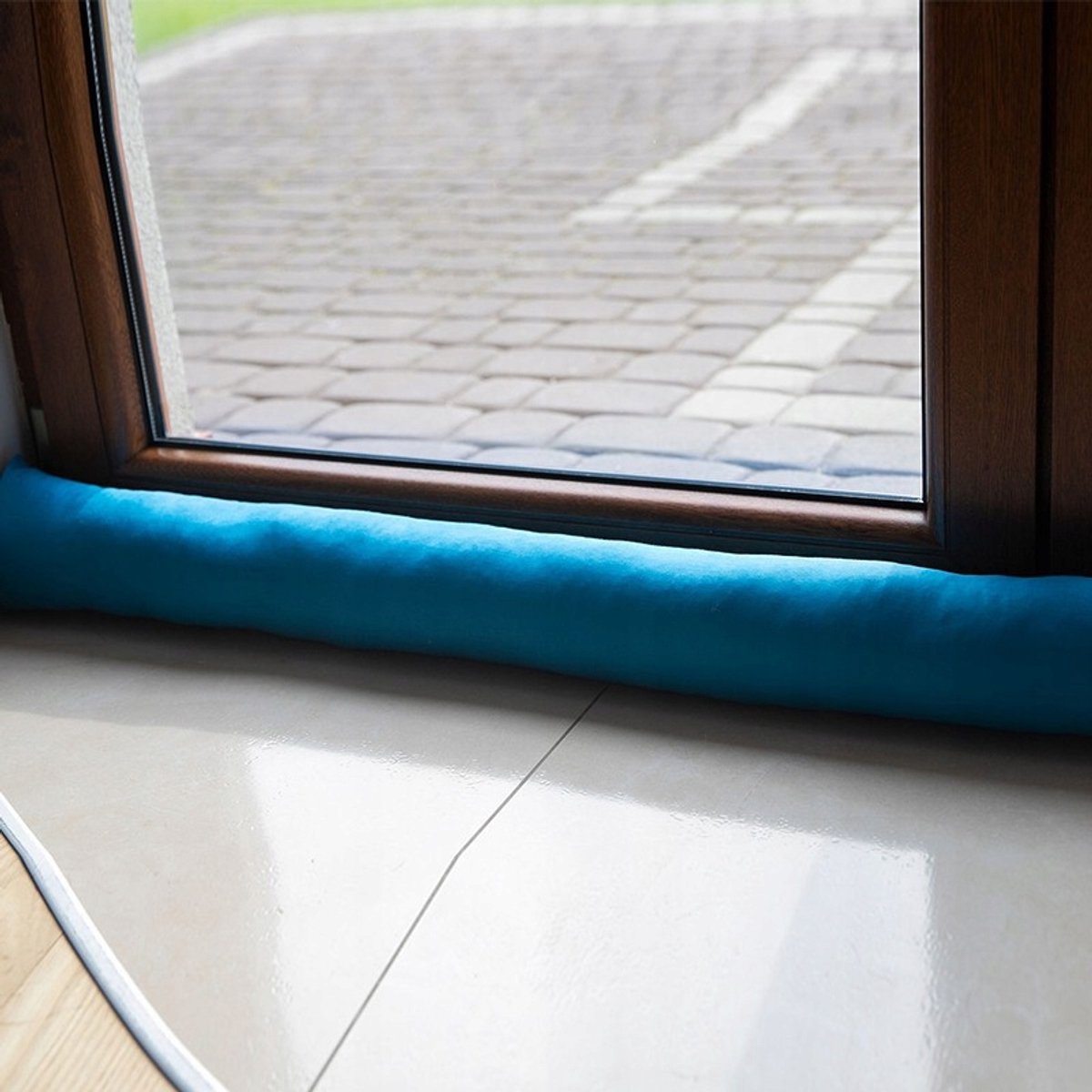Merkloos Tochtkussen / Slaaprol 100x15 cm - Blauw Patroon
