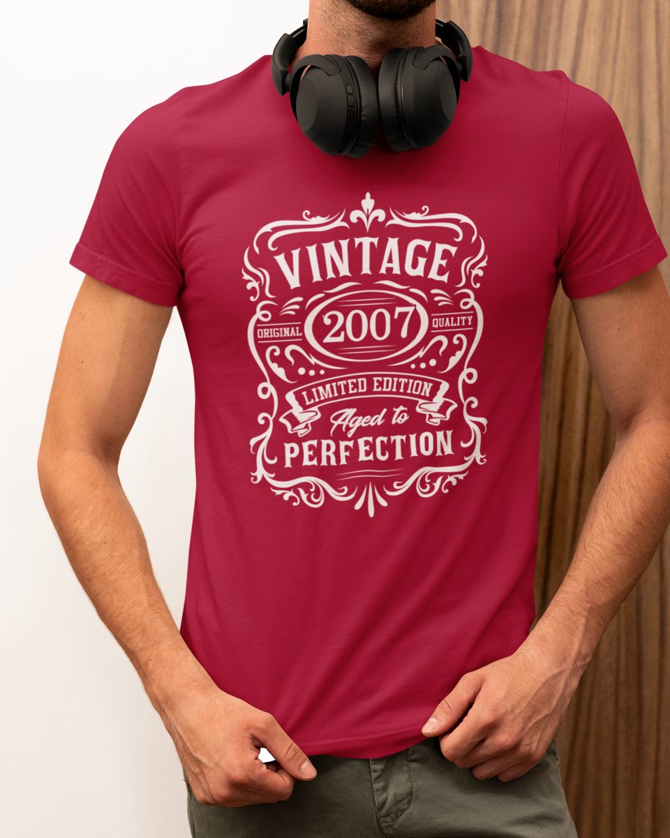 2007 Jaar Rood T-shirt Heren - Maat L - Vintage Aged To Perfection - Verjaardag Cadeau Mannen - Limited Edition