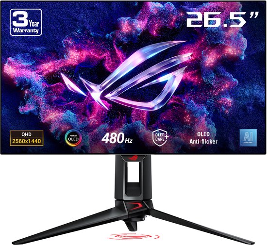 ASUS ROG Swift PG27AQDP - QHD OLED Gaming Monitor - 480Hz - 0.03ms - 27 Inch