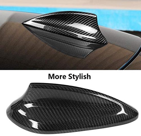 Car Shark Fin Antenna Cover, Car Carbon Fiber Shark Fin Antenna Cover FM AM Radio Aerial Shark Fin Cover Black With Adhesive Tape For B-M-W F20 F21 F48 F49 F45 F46 Antennes — afbeelding 4